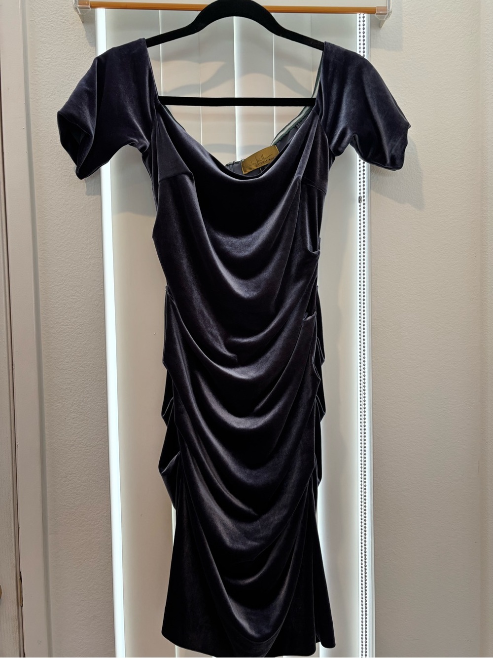 Nicole Miller Blue Velvet Midi Dress